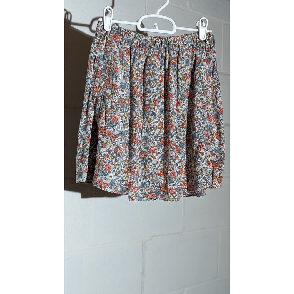 Blue Asphalt Floral Print Skirt Cottagecore Above Knee Skater Skirt Small